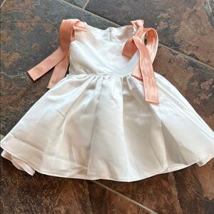 NWT A-line Scoop Knee-Length Satin Flower Girl Dress With Bow